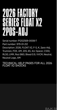 2026 Fox FloatX2.      205x65