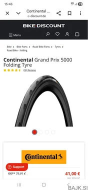 Nova guma Continental 5000 Grand Prix, Folding Tyre 25-622 + gratis zračnica