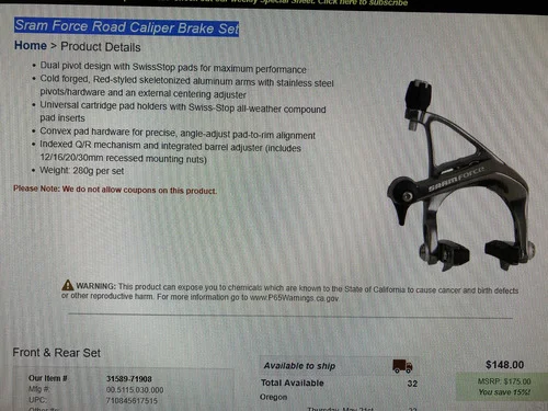 SRAM FORCE ZAVORNE ČELJUSTI ZAVORE ZA CESTNO KOLO, 50€
