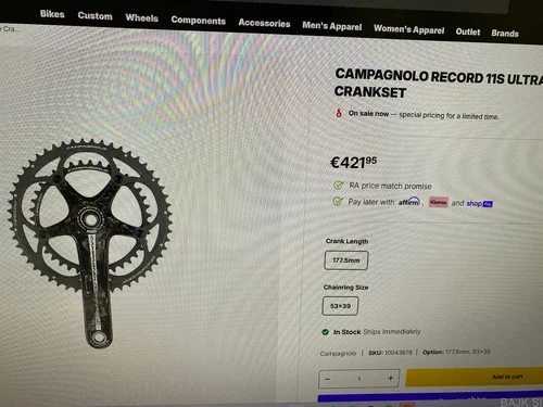 CAMPAGNOLO RECORD 11S CRANKSET GONILKA,200€