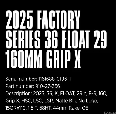 Forcella FOX Factory 36 FLOAT 29 160 mm grip X 2025
