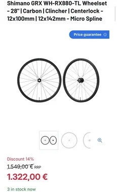 Zapletená kola Shimano GRX WH-RX880 28” Microspline