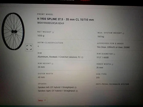 WHEELSET DT SWISS 27.5 FRONT